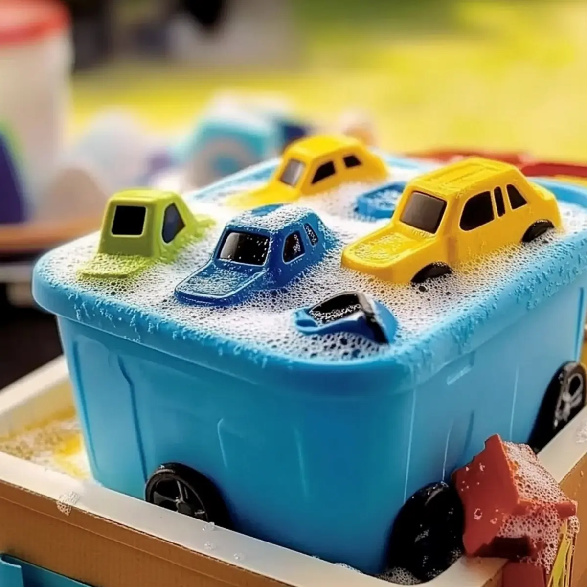 Car Wash Foam Bin – Soapy, Sensory Fun for Little Mechanics! - Savory Splash