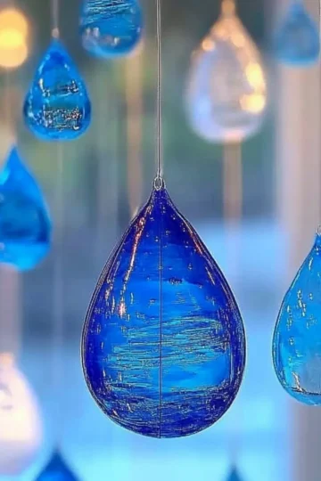 Blue Crayon Raindrop Suncatchers – Catch the Light, Celebrate the Rain 🌧💙 - Savory Splash