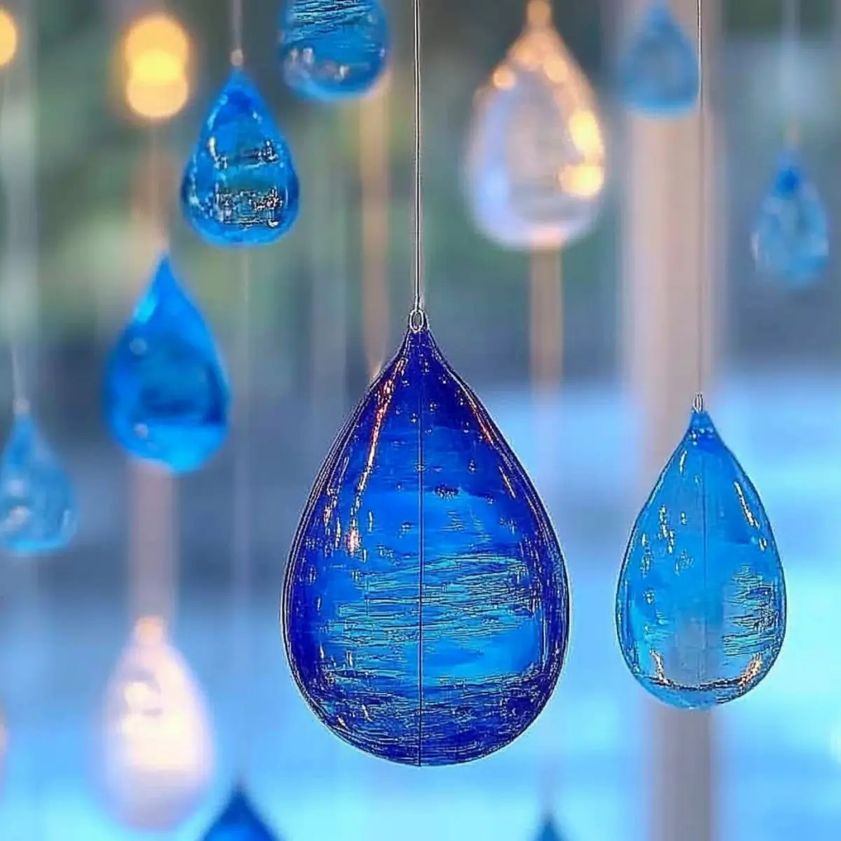 Blue Crayon Raindrop Suncatchers – Catch the Light, Celebrate the Rain 🌧💙 - Savory Splash
