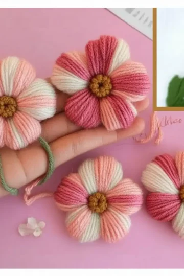 DIY Embroidery Yarn Flowers with Cardboard Tutorial + Video