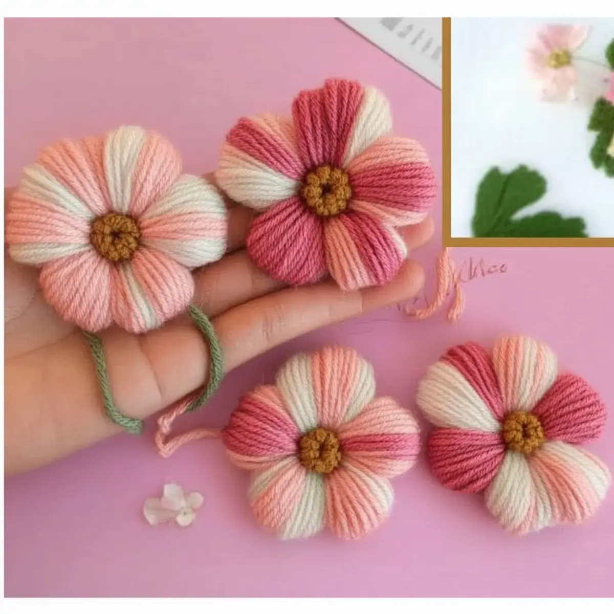 DIY Embroidery Yarn Flowers with Cardboard Tutorial + Video