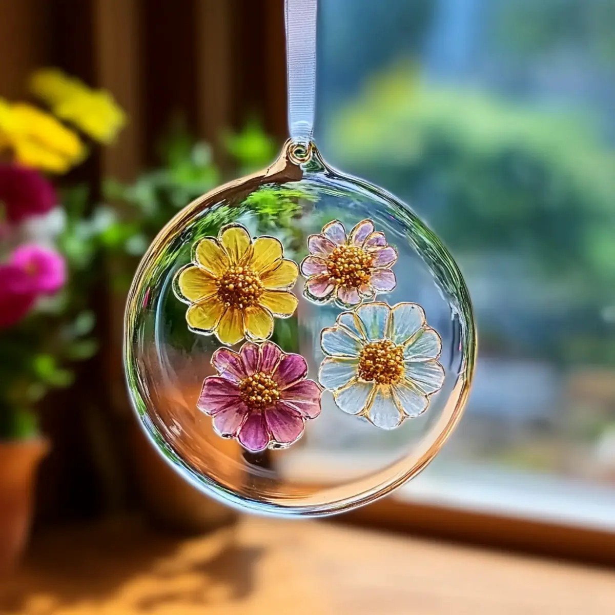 Clear Glue Flower Suncatcher