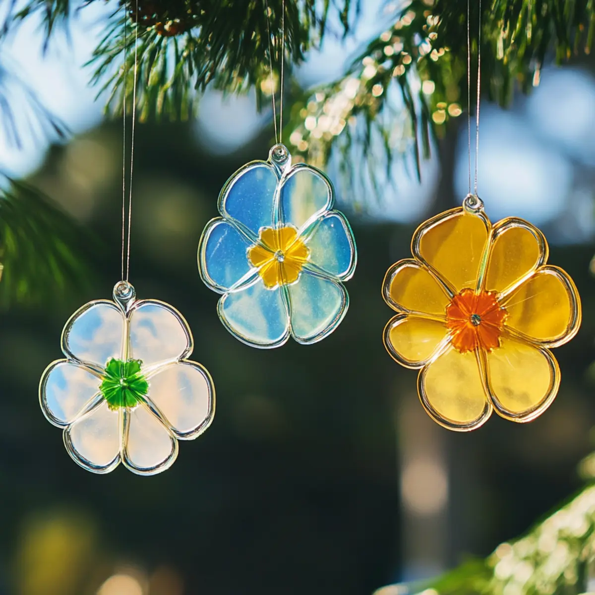 Clear Glue Flower Suncatchers