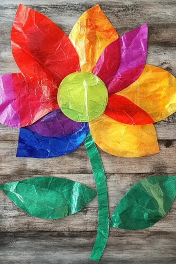 Tissue Paper Stained Glass Flower Craft