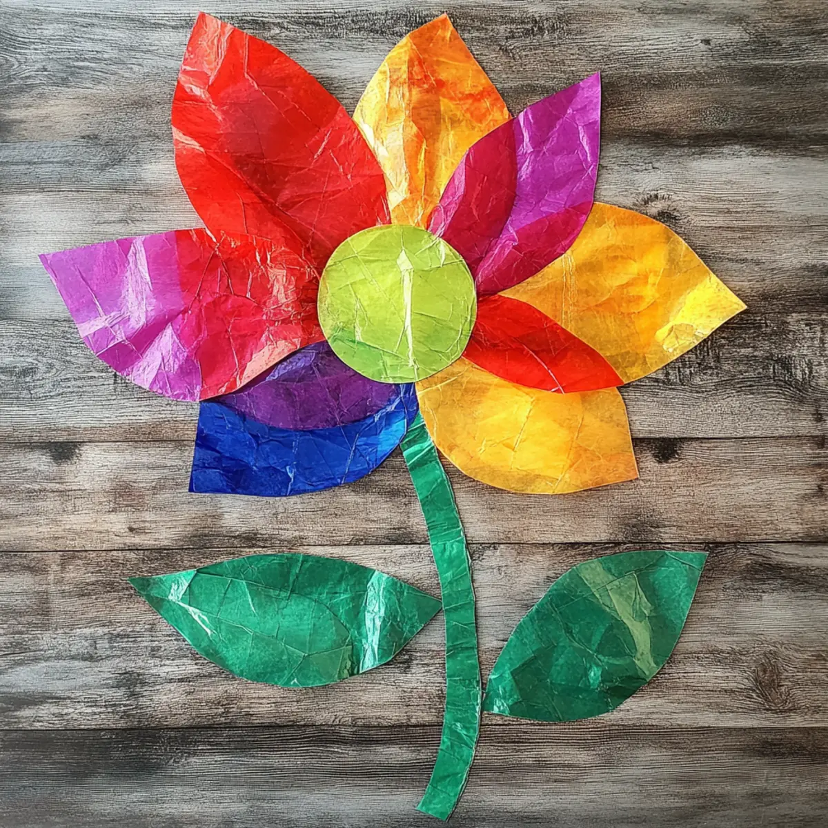 Create Colorful Tissue Paper Stained Glass Flower Craft Today 4 Tissue Paper Stained Glass Flower Craft