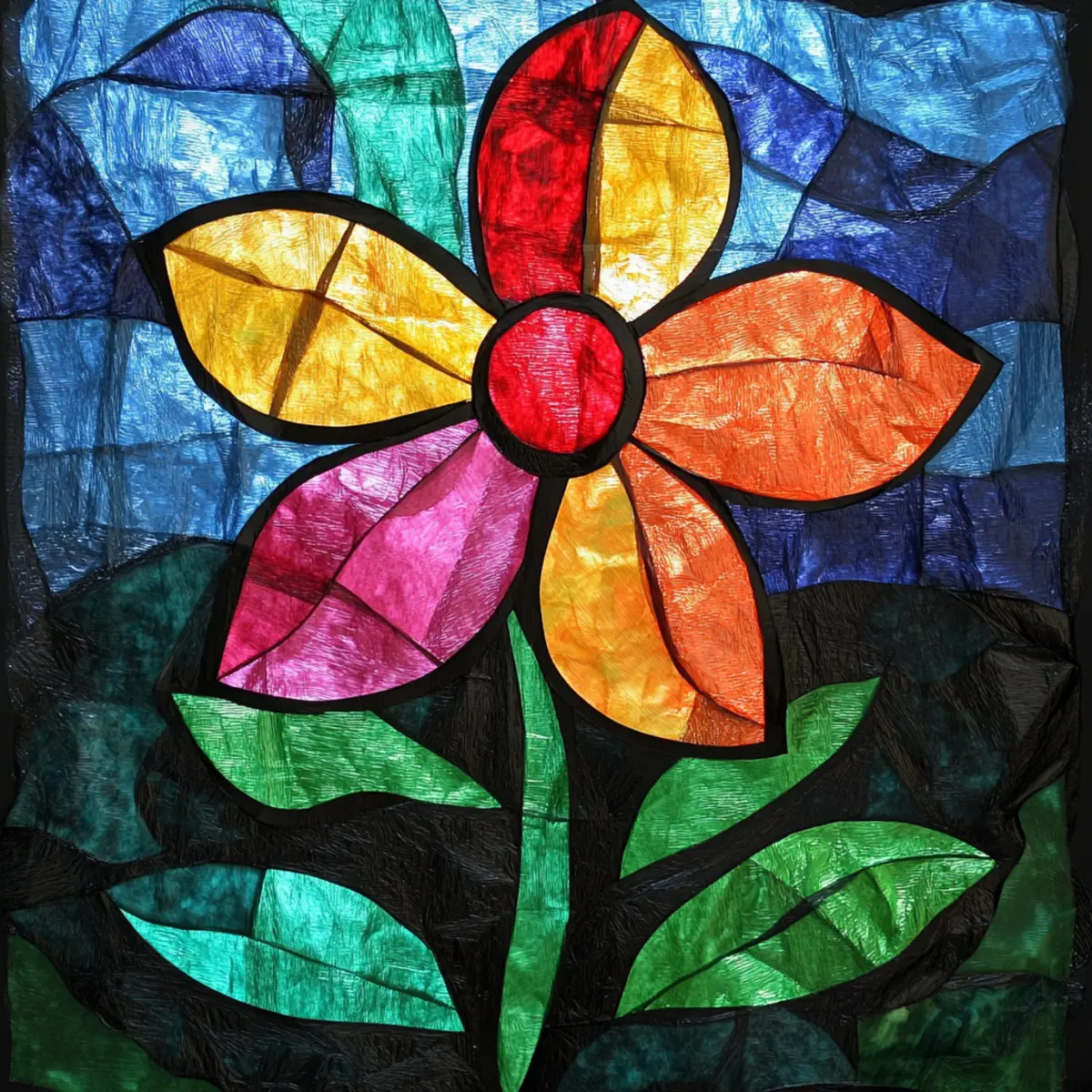 Create Colorful Tissue Paper Stained Glass Flower Craft Today 2