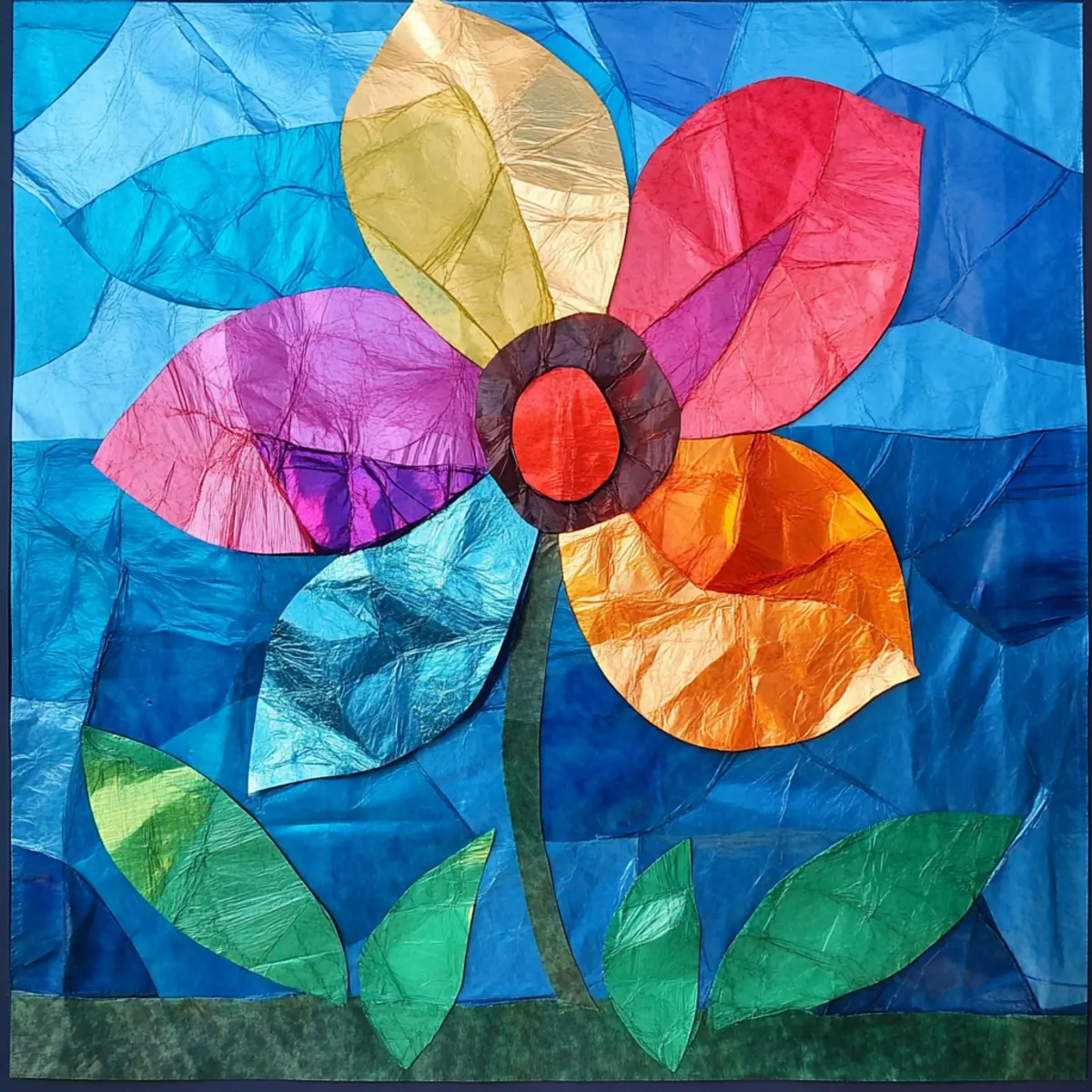 Create Colorful Tissue Paper Stained Glass Flower Craft Today 1